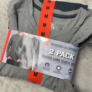 Rugged Elements Men's M 2-Pack Sueded Long Sleeve Crewneck Gray & Blue K1147